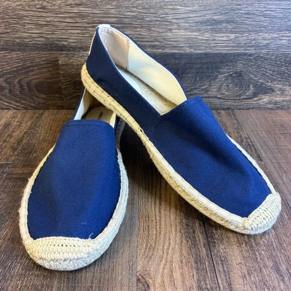 NWOT Lands End Women's Navy Blue Canvas Espadrille Flats Slip On Shoes Sz 11 M